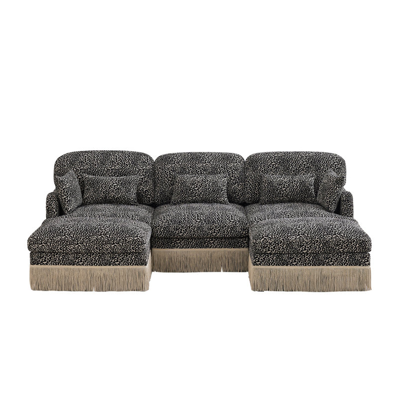 Canapé modulaire en forme de U 100 po Chenille Leopard