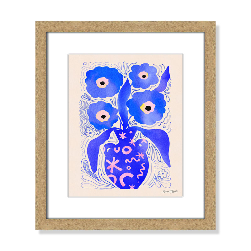 «Blue Flowers Matisse» par Bloom, Imprimé mat, L 13 po x H 15 po, Naturel