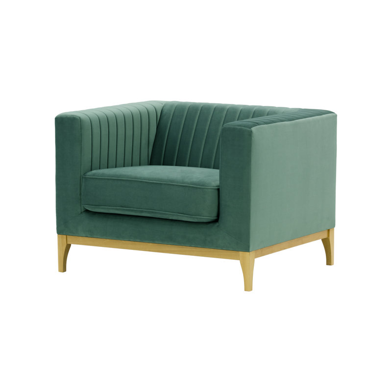 Bullis Velvet Armchair, Like Oak, Azur blue