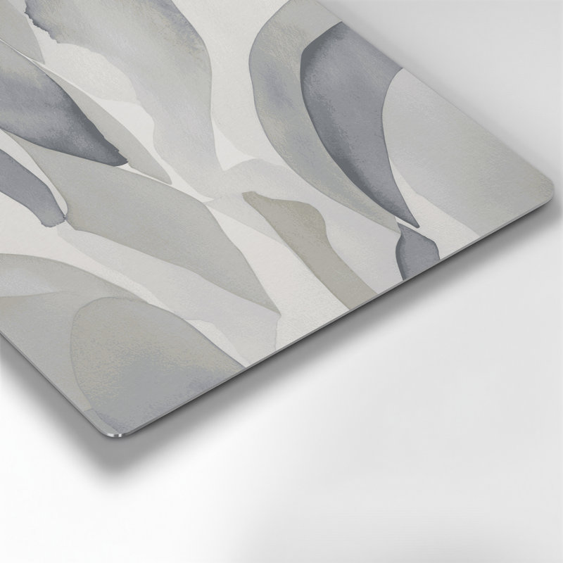 Abstrait aquarelle 4, art mural gris en métal, H 16 po x l 16 po
