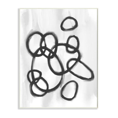 «Round Circular Linework Abstract Black White» par Daphne Polselli - impression d'art graphique
