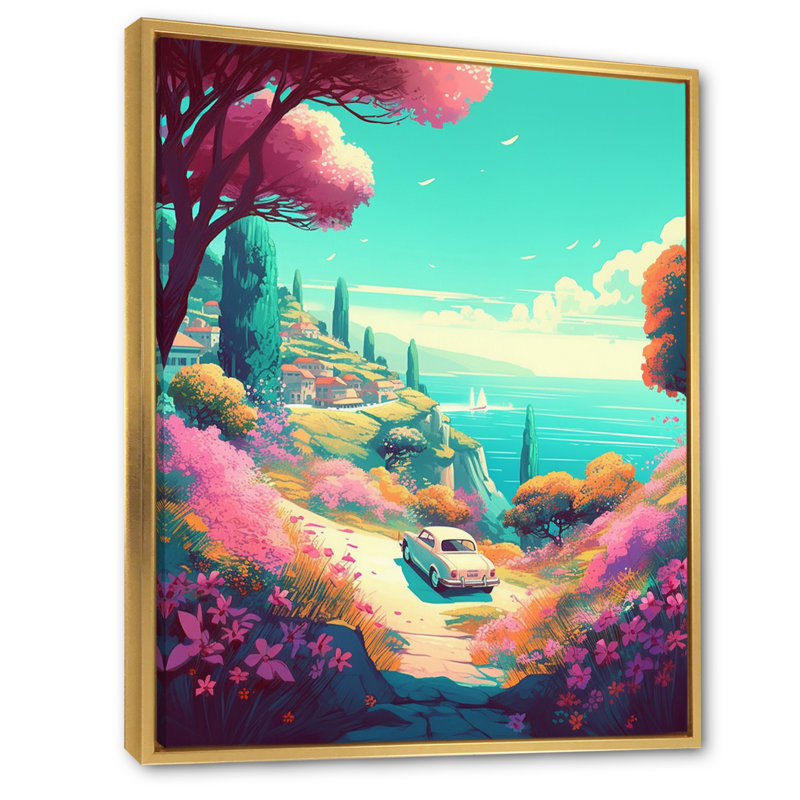 Seaside Drive II - Imprimé, H 44 po x l 34 po x P 1,5 po, Cadre flottant doré