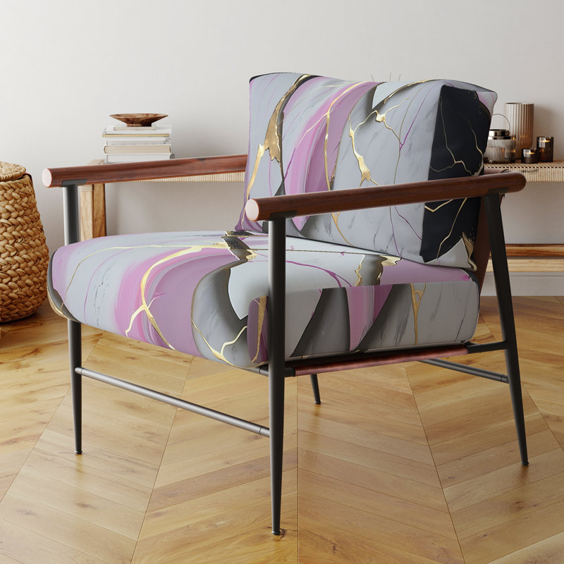 Cress - Fauteuil d'appoint rembourré en marbre, Noir, noir, noir, noir