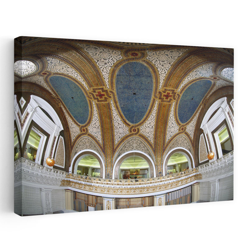 Interior Detail Of Tiffany Dome Marshall Field And Company Building Chicago Illinois USA by Mark Segal - Wrapped Canvas Print