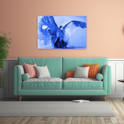 Blue Dove Flight Abstract Elegant Peaceful Bird Nature Landscape Wall Art Print 1 Piece Wrapped Canvas Wall Art