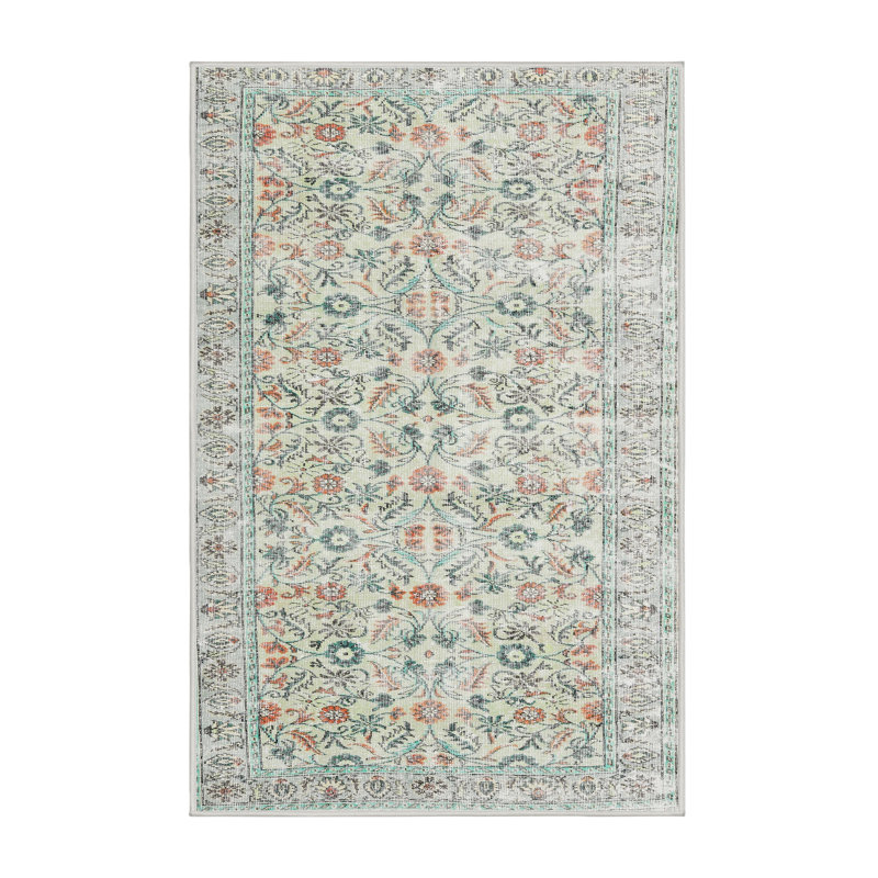 Tapis beige/bleu/rouge traditionnel, Rectangle 2 pi x 3 pi