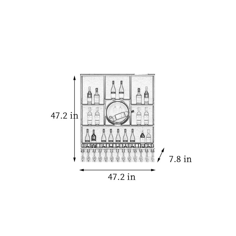 Circle Wall Mounted Wine Rack, Black