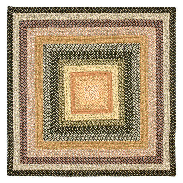 Tapis d'intérieur / extérieur géométrique tissé à la main Georgina, Carré 8 pi, Brown/Green