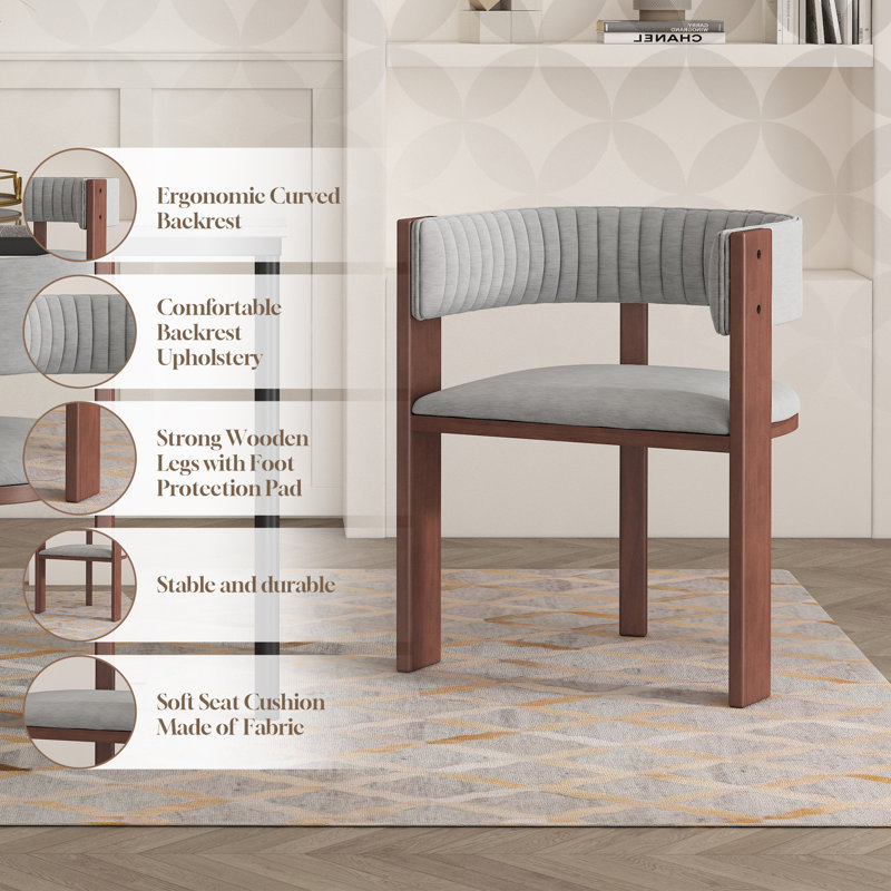 Wooden Dining Chair with Protective Pad Suitable for Kitchen or Dining Room(Set of 2), Gray