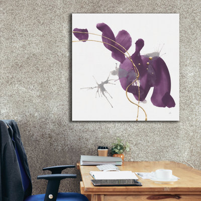 Art mural sur toile, prune et or 2 pi par Chris Paschke, 37 po x 37 po