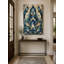 Grande toile murale ornée d'un motif floral ou de plumes stylisés, de style abstrait et inspiré par la nature, idéale pour la maison.-1236337362-1236337195