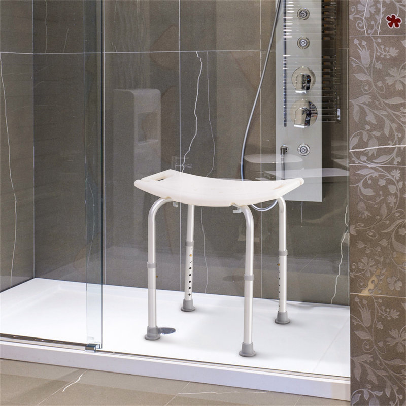 Plastic Non-Slip Portable Bathroom Stool White