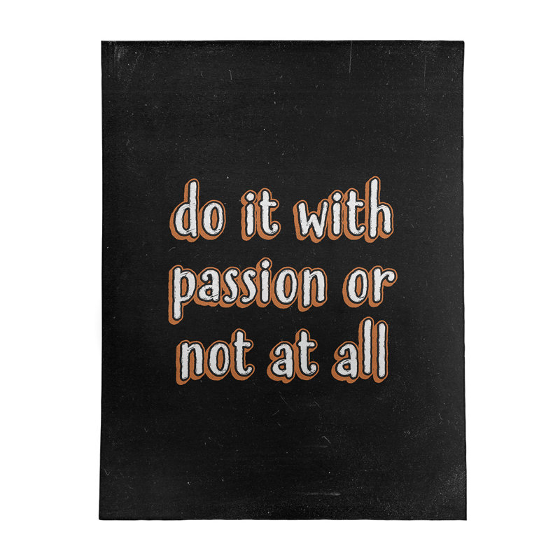 Tapis en polyester à style tableau noir à citation inspiration passion, Rectangle 9 pi x 12 pi