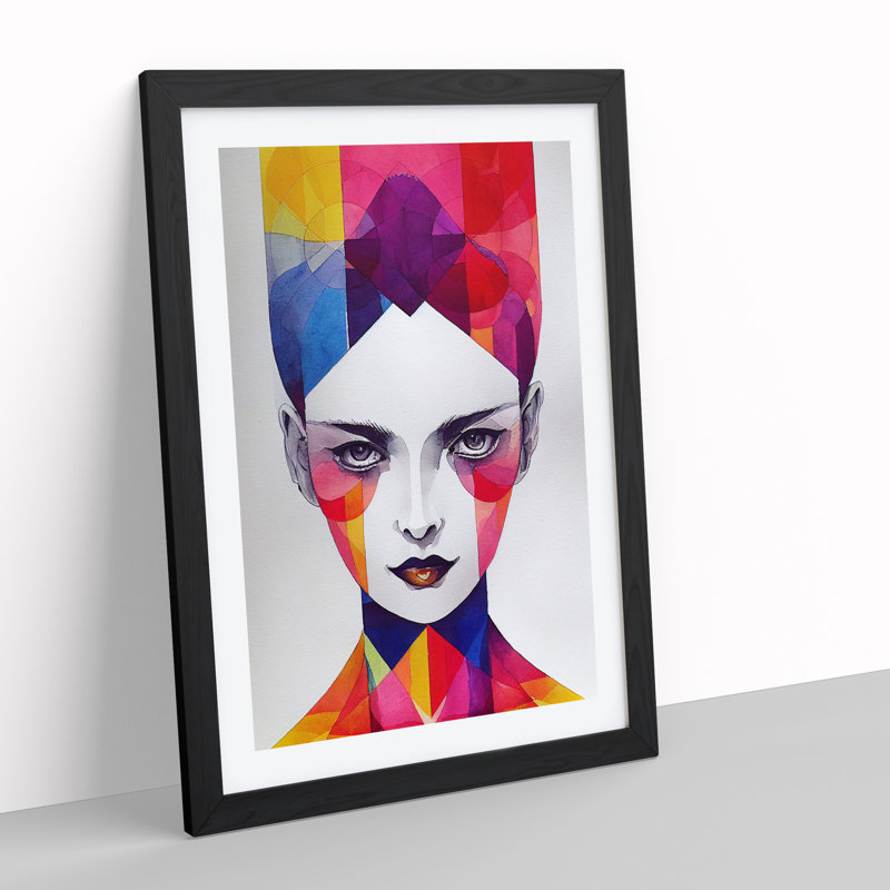 XV1022-5294X Woman Abstract No.5 - Single Picture Frame Print, Black, 46cm H x 34cm W x 2cm D