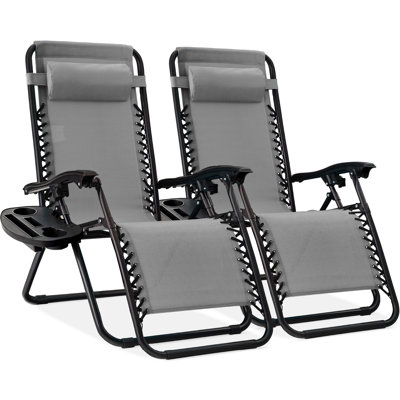 Nathen Zero Gravity Lounge Chair Recliners for Patio, Pool w/ Cup Holder Tray