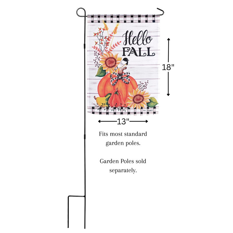 Drapeau «Hello», citrouille d'automne, H 18 po x l 13 po