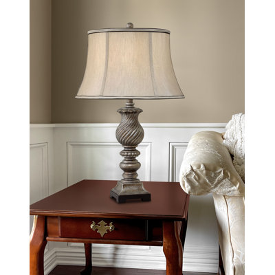 Mulinello 30 in. Aged Silver with Black Table Lamp
