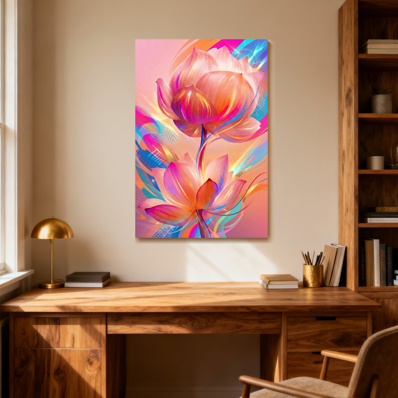 Plantes et fleurs, reproduction d'art sur toile, H 24 po x l 16 po