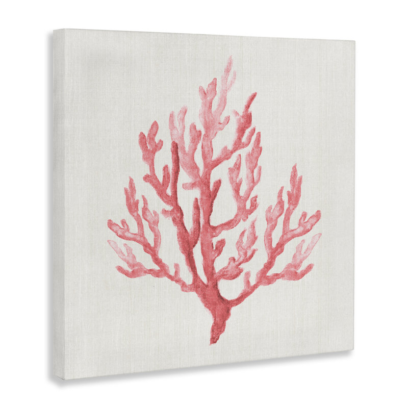 Toile de branche de corail rose en sourdine, design par Janet Tava, H 24 po x l 24 po