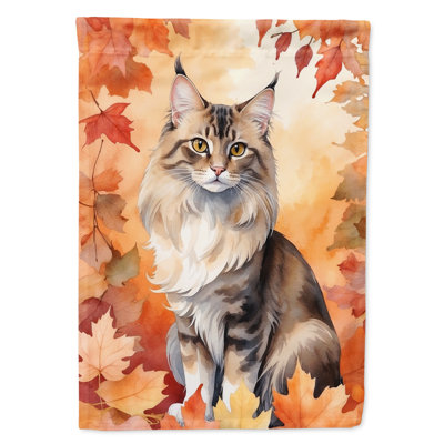 Chat en feuilles d'automne