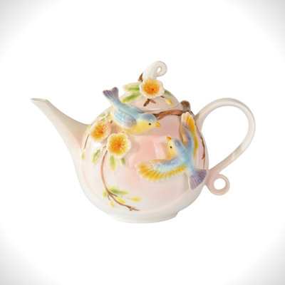 9" Hand Painted Decorative Teapot Accent "Cyan"