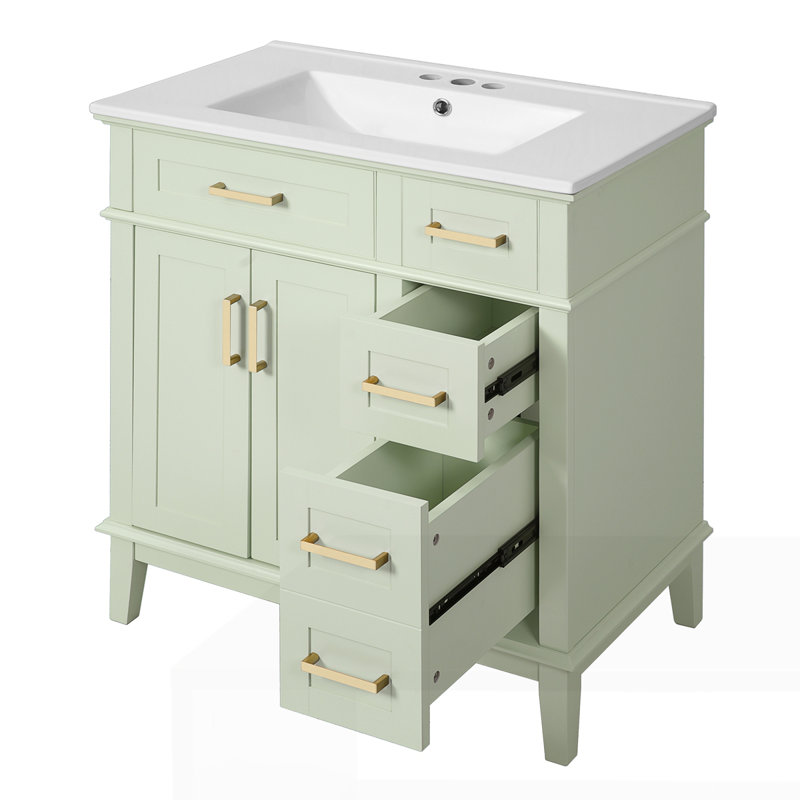 Meuble-lavabo 30 po avec lavabo en céramique, Vert