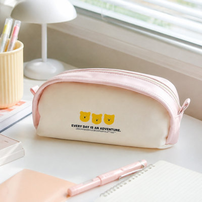 pencil bin Cute  Color  Three Bear Pen Bag  Ins  Multi-purpose Storage Bag  Stationery Bag