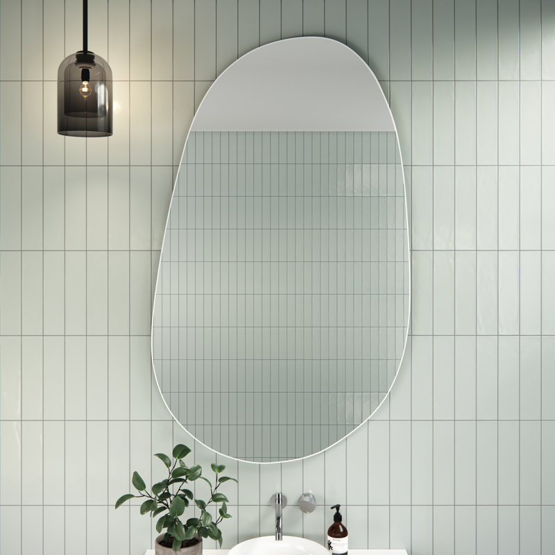Starla Pebble Mirror, White, White, Asymmetrical