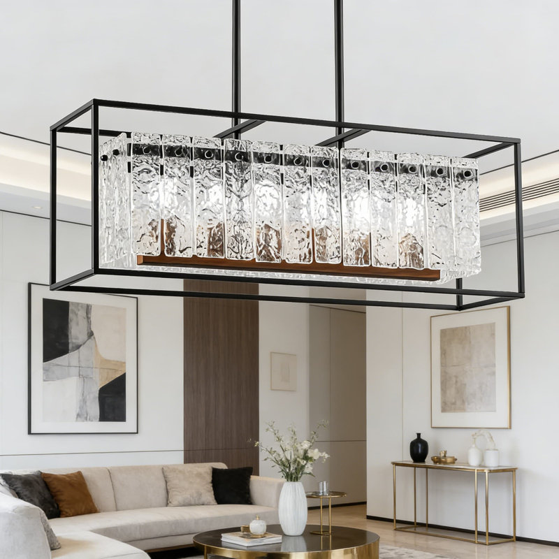 Lustre en cristal noir Modern Water Ripple
