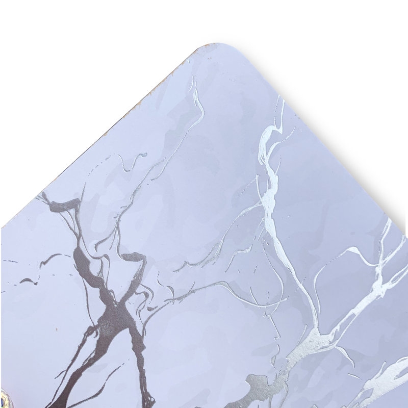 Marble Square 8 Piece Coaster Set, Silver