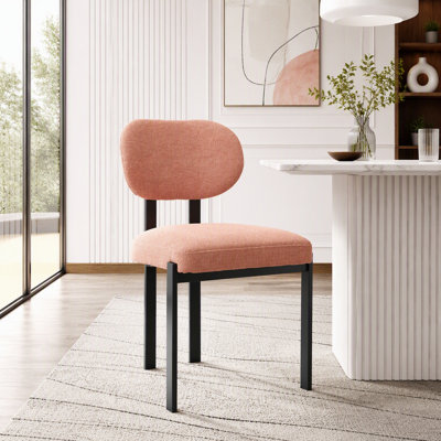 Ensemble de chaises de salle à manger rembourrées Mid-Century avec pieds en métal noir Boucle