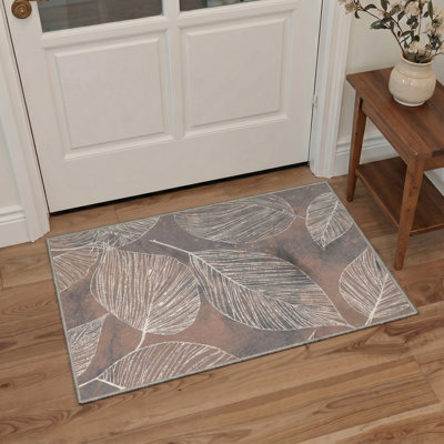 Abrahamson Folia Vintage Machine Washable White / Blue / Orange Indoor Area Rug with Non-Slip Backing