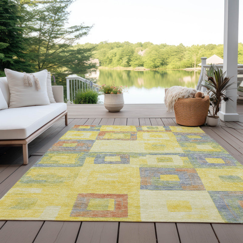 Tapis intérieur / extérieur doré Cora , 8' x 10'