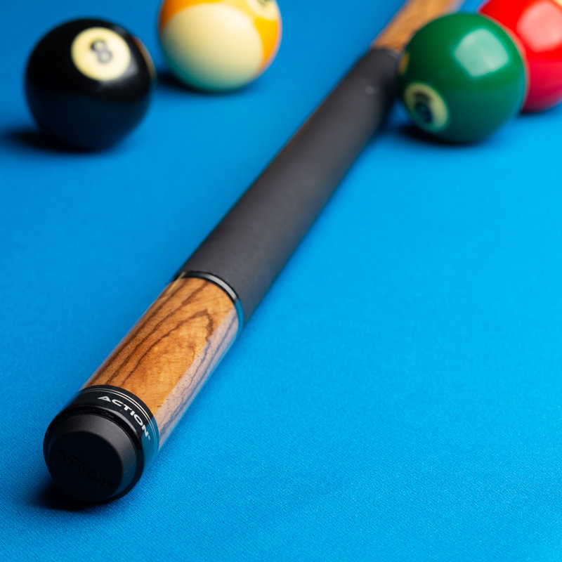59" Ring Pool Cue, 18, Honey Zebra/Black/Silver