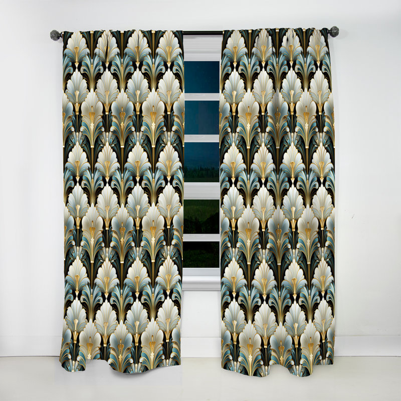 Bagatella Damask Gold And White Art Decor I - Damask Curtain - Velvet Room Darkening - 1 panel, 52" W x 108" L