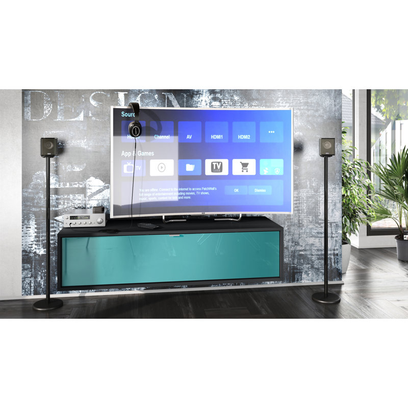 Mccaffrey TV Stand for TVs up to 55", Black/Petrol High Gloss
