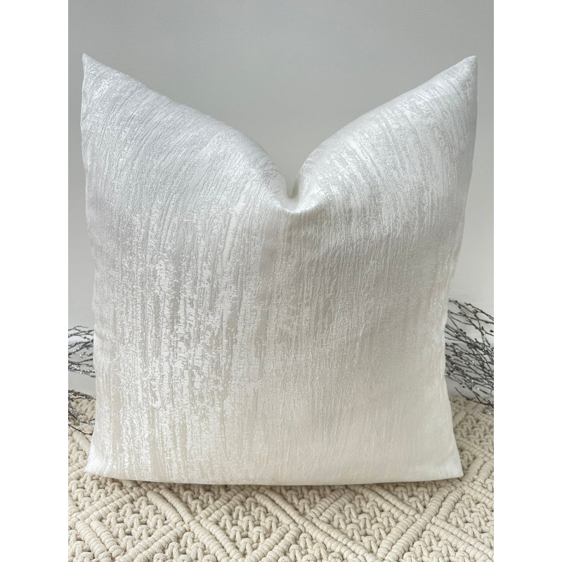 Abstract White Square Cushion Cover, White
