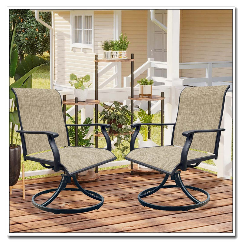 Ensemble de 2 chaises de salle à manger pivotantes en tissu textilène respirant et pivotant à 360 degrés, Gris