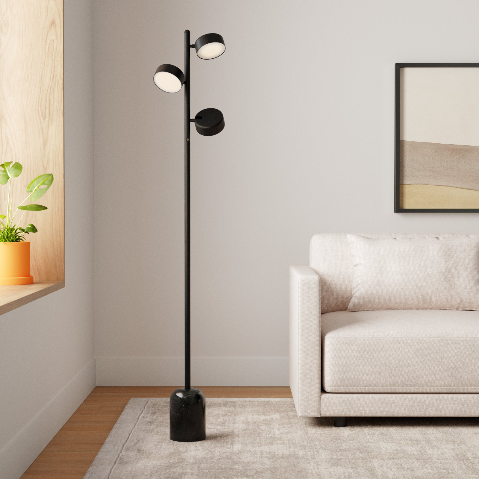 Alfresco 64'' Genuine Marble Dimmable LED Floor Lamp
