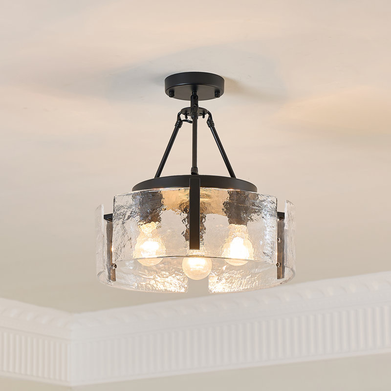 Plafonnier semi-encastré 3 lumières Reina, Noir