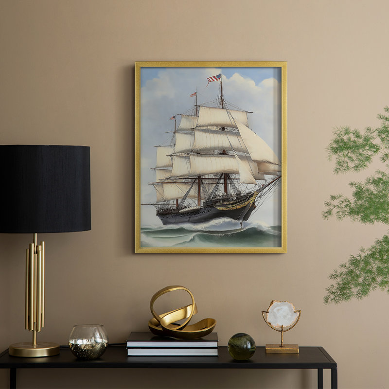 NAUTICAL Series LXVI, reproduction encadrée - bois massif, H 21 po x l 17 po, Doré