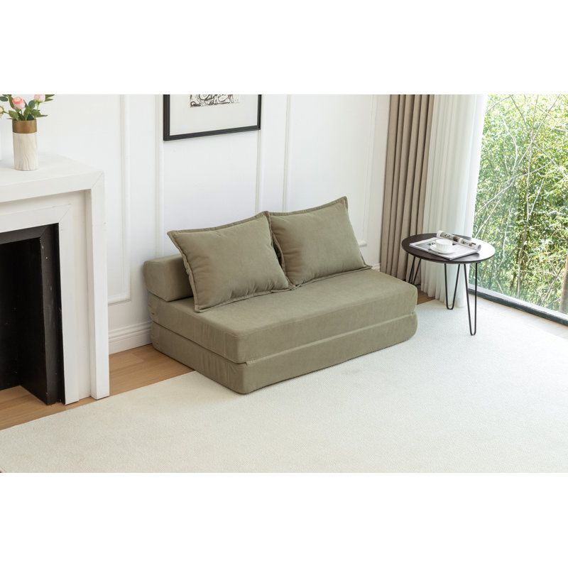 Canapé-lit pliable avec méridienne et matelas, Vert