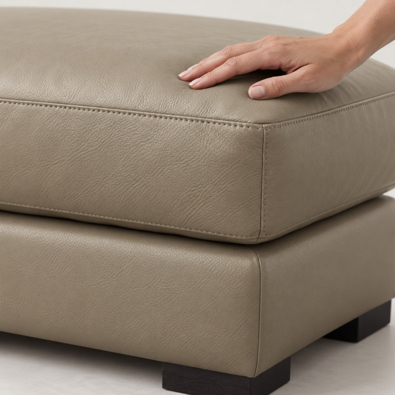 Cabo Heirloom Quality Ottoman in Buttery Soft 100% Top Grain Leather, Made to Order, Boca Cashmere
