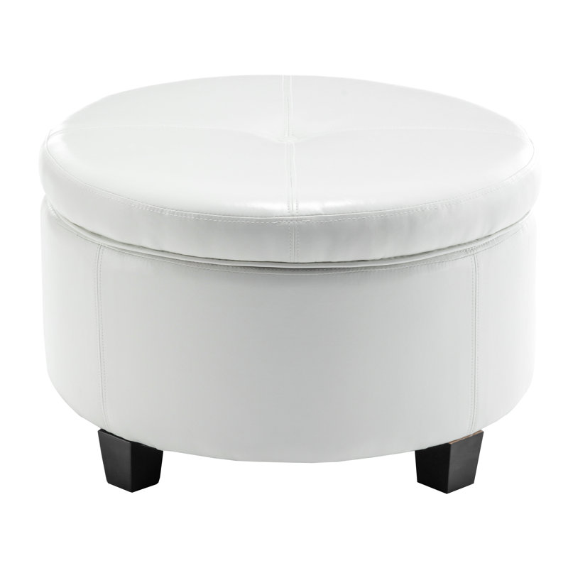 Repose-pieds avec rangement Canek, Simili cuir blanc