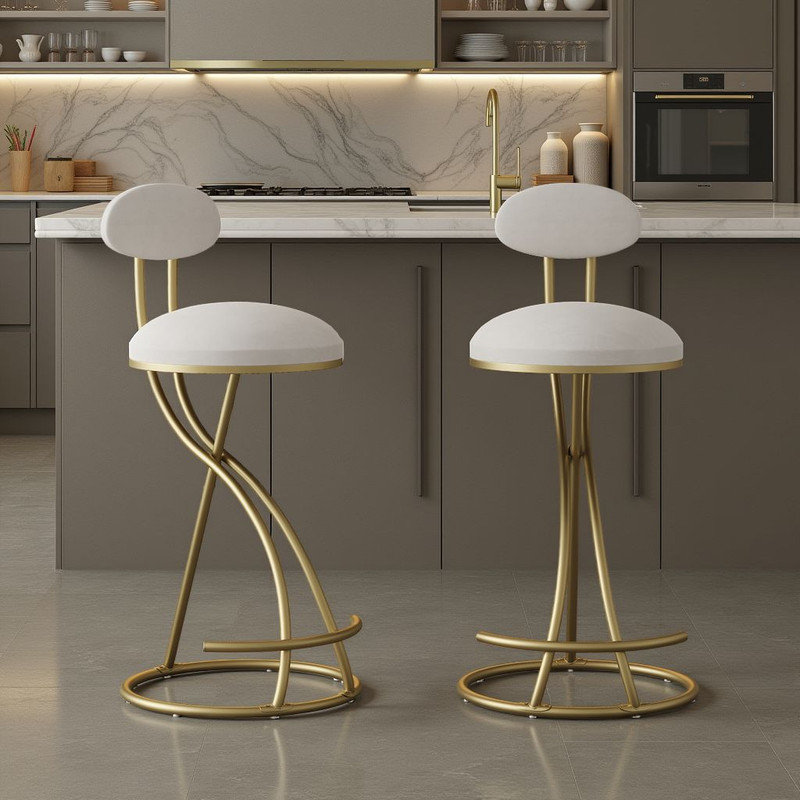 Ensemble de 2 tabourets de bar rembourrés pour la salle à manger, îlot de cuisine