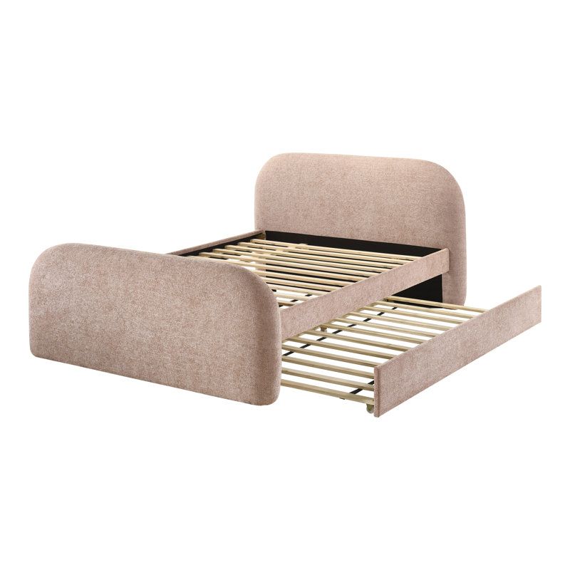 Lit plateforme Matteson avec lit gigogne, Lit double, Pink