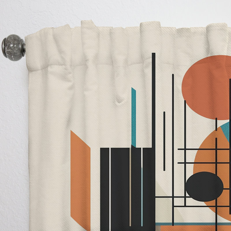 Eleazar - Symphonie minimaliste symétrique bleue et orange - Rideau moderne - Velours obscurcissant - 1 panneau