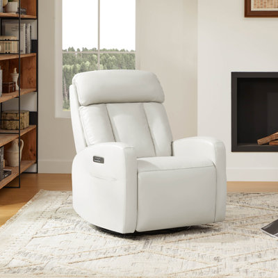 Genuine Leather Triple Motor Glider Swivel Rocker Power Recliner With Power Headrest And Power Lumbar Support
