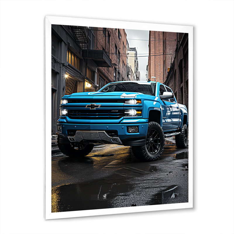 Camionnette sarcelle Kewdale Urban Explorers, H 32 po x l 16 po x P 1 po, Cadre photo blanc