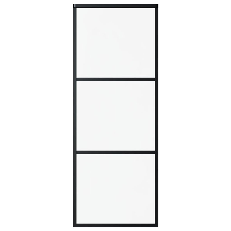 Black Aluminum and ESG Glass Sliding Door 29.9" x 80.7"